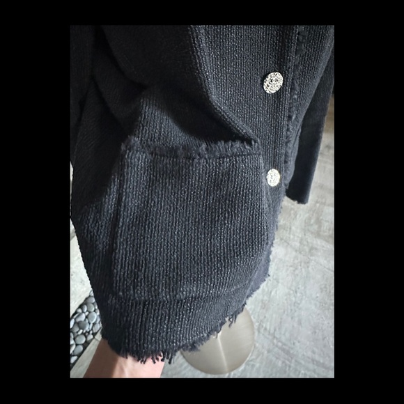 Vintage Chanel Midnight Blue Wool 2004 Frayed Tweed Jacket - Picture 4 of 11